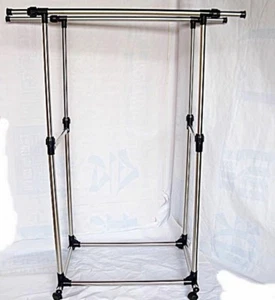 1X New Portable Mobile Double Rail Clothes Rack Hanger - Picture 1 of 5