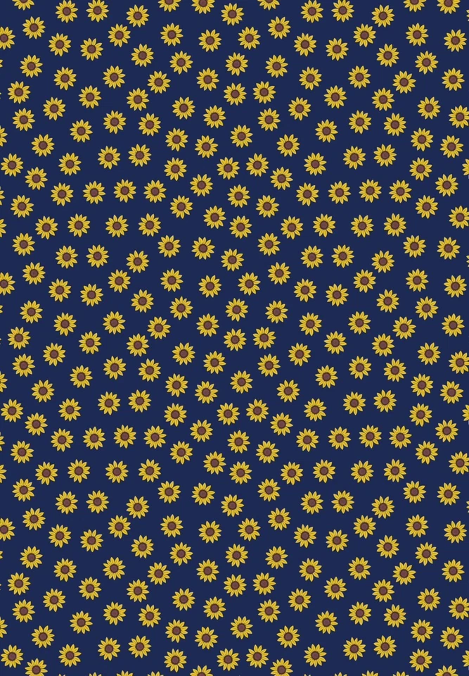 LEWIS AND IRENE Lewis & Irene - Sunflowers - A744.3 Little Sunflowers On Blue - Fat Quarter
