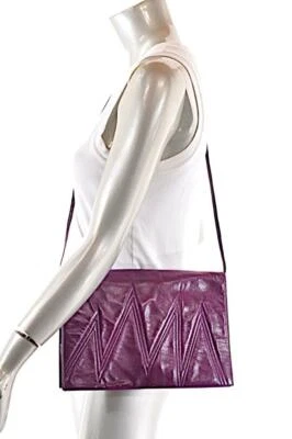 Bolso de hombro/cartera de mano vintage de cuero pulido púrpura brillante MAUD FRIZON 11" X 8" Foto 1 de 4