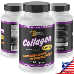 Sunshine Naturals Collagen Vitamin C 120 Capsules Made in the USA - Picture 1 of 7