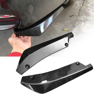 2x Car Rear Bumper Lip Diffuser Splitter Canard Protector Carbon Fiber Universal - Picture 1 of 12