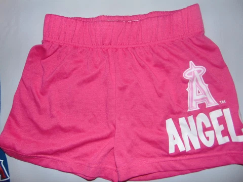 Los Angeles Angels Of Anaheim Kids Girls Pink Shorts MLB Medium 10/12 HOLE NEW * Cover