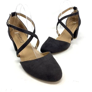 Journee Shoes Womens 9.5 Foster Gray Microsuede Crisscross Strap Block Heel Pump - Picture 1 of 10
