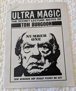 ULTRA MAGIC Secret Lecture Notes of TOM BURGOON Signed 1995 Booklet Magician - Picture 1 of 4