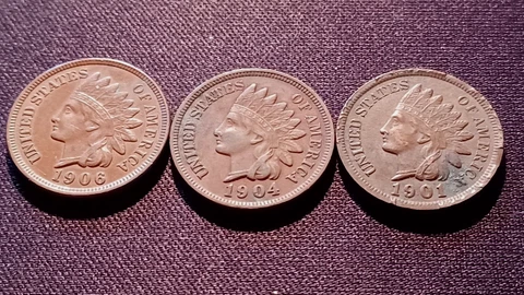 Lot of (3) AU details Indian Head Cents Cover