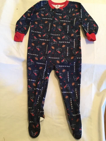 Size 2T Houston Texans football pajamas NFL Team Apparel sleeper zipper blue new Cover