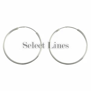 Sterling Silber 1,2 mm x 25 mm Endlos Creolen rund 0,925 Schmuck - Bild 1 von 2