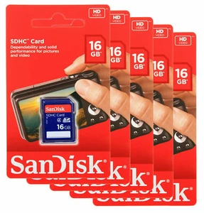 Lot of 5 SanDisk 16GB SD HC Class 4 Memory Cards Cards SDSDB-016G-A46 US Version - Picture 1 of 4