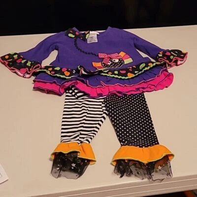 Bonnie baby 2 piece, 12 month girls outfit. Fun colors and ruffles. - Image 1 of 4
