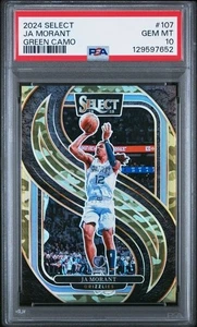 2024 Panini Select #107 Ja Morant Green Camo SP /125 PSA 10 Memphis Grizzlies - Bild 1 von 3