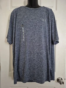 Under Armour L52616 Mens Heathered Grey Navy The Tech Tee Short Sleeve Size 3XL - Picture 1 of 6