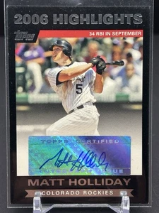 Autografo 2007 Topps 2006 Highlights MATT HOLLIDAY #HA-MH Colorado Rockies - Foto 1 di 2