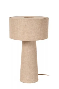 Lámpara de Mesa Noche Tela Pantalla Gris Topo 50CM E27 Tischleuchte Dormitorio - Imagen 1 de 6