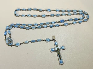 Vintage NUNS LOURDES BLUE BUBBLE Plastic Bead ROSARY LEGATURA ALPACCA Italy RARE - Picture 1 of 13
