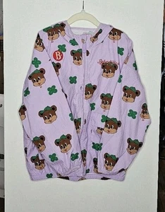Discontinued Bebedepino Korean Kids Jacket with Teddy Bear Print, Purple Zipper - Picture 1 of 4