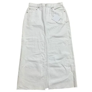 PISTOLA Alice High Waist Denim Skirt Size 28 White NWT Split Front Raw Hem - Picture 1 of 6
