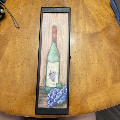 Decorative Wooden Wine Box with Clasp and Rope Carry Handle Vintage Style - Image 1 of 4