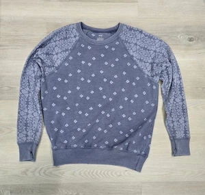 Aerie Oversized Bandana Print Crewneck Sweatshirt Blue Floral Distressed Gr. XS - Bild 1 von 4