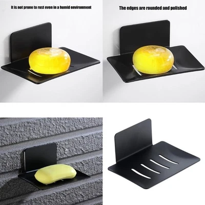 Ventilated Stainless Steel Soap Dish Wall Mount No Drilling Bathroom Organizers - image 1 of 4