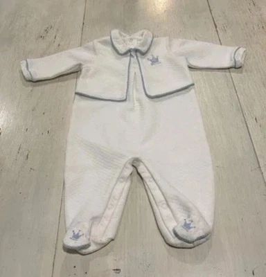 Mameluco todo en uno con patas Bright Future Outfit bebé niño 6-9 Mos blanco azul Foto 1 de 4