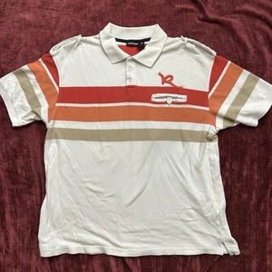 Rocawear Polo Shirt Mens Extra Large White striped Embroidered vintage Y2k O9 - Picture 1 of 9