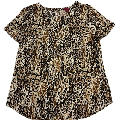 Blusa Y2K Merona Estampado Leopardo Cuello Redondo Manga Corta Espalda Poliéster Talla M Foto 1 de 4