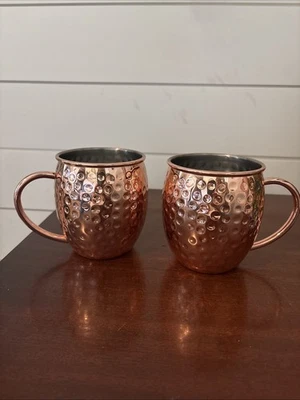 2 tazas de cobre martillado forradas de acero inoxidable de 16 oz Foto 1 de 4