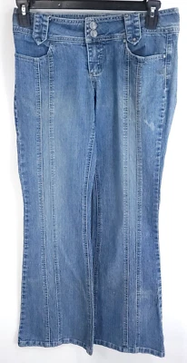 复古 Jou Jou Jeans Junior's 9/10 蓝色牛仔褪色复古仿旧 — 第 1/4 张图片