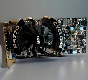 RARE Multi Crossfire MSI Radeon HD 4770 512MB CYCLONE GPU Graphics Card Awesome! - Picture 1 of 6