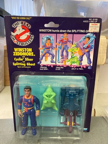 Real Ghostbusters Winston Zeddmore  Cyclin Slicer Kenner 1986 stapled bubble Cover