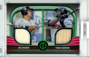 2022 Topps Tribute Joe Mauer Torii Hunter Dual Relics 2 Green 99 /30