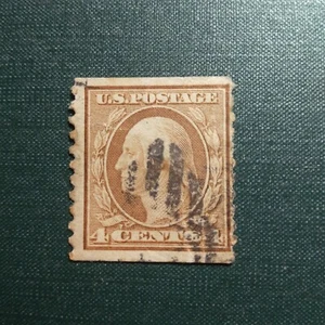 Scott's #446 Coil Flat Plate Printed 4c Brown Washington U.S. Stempel - Bild 1 von 1