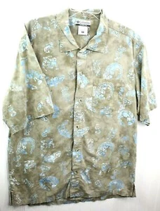 Columbia Para Hombre Botones Mediano Algodón S/S Caqui Verde con Estampado Ladrillo Azul - Imagen 1 de 6