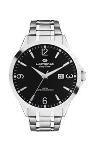 OROLOGIO LORENZ 030151CC, 42mm, SOLO TEMPO QUARZO NERO ACCIAIO, DATARIO, 10ATM - Picture 1 of 3