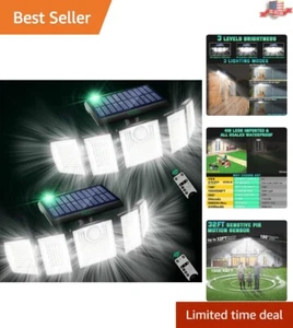Wide-Angle 5 Heads Solar Flood Lights - IP65 Waterproof 46 LEDs 3 Lighting Modes - Picture 1 of 8