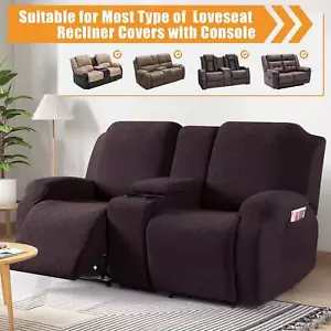 Stretch Recliner Chair Loveseat Cover With Middle Console -Lightning Deals - Picture 1 of 78