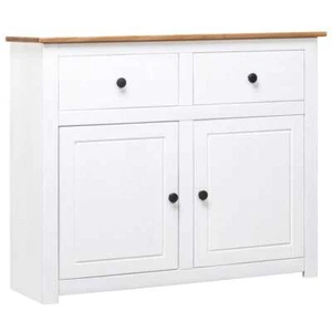 Sideboard White 93x40x80 Cm Solid Pinewood - Picture 1 of 10