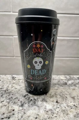 Nuevo vaso de viaje calavera de azúcar esqueletos 16 OZ  Día de Muertos y Halloween Foto 1 de 4