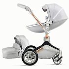 Baby Stroller with seat /bassinet,Hot Mom rotate PU leather Baby Carriage ,grey