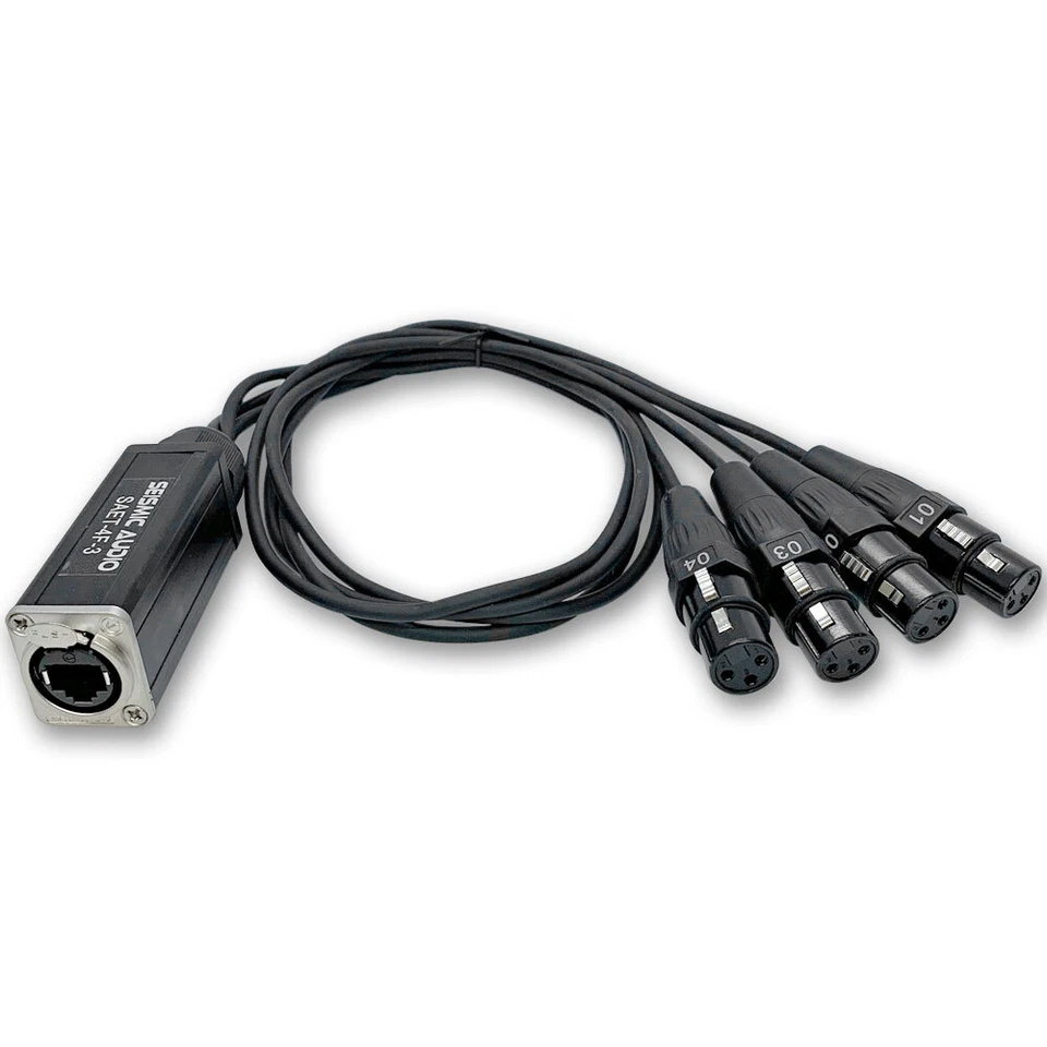 4 Channel RJ45 Ethercon to XLR Female Breakout Audio Snake Cable - 3 Feet - Image 1 of 4