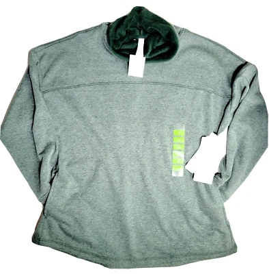 Reebok Sweatshirt Womens Fleece Pile Lined Mock Collar SZ L Green $58 Msrp NEW - Image 1 of 4
