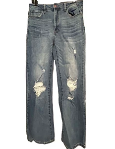 Risen Jeans Boot Cut Damen Größe 11, 30 L Denim Hose Taschen blau distressed - Bild 1 von 9