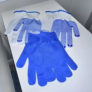 Lot Of 3 Gripping Garden Work Gloves PVC Nonslip Knit Cotton Nylon Blue/White - Picture 1 of 4