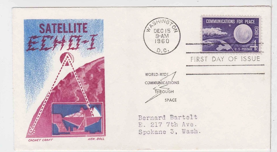 TurtlesTradingPost -  Satellite Echo I 1960 #1173 Cachet Craft FDC - Image 1 of 1