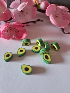 X 10 perles avocat, fimo, 0.4 x 0.9 cm, neuf (A2-02) - Imagen 1 de 2