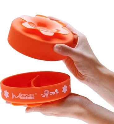 Cuenco para bebé y plato dividido con succión extra Stay Put - naranja Foto 1 de 4