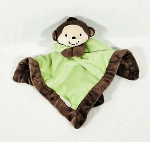 Carter's Green Brown Monkey Plush Baby Lovey Security Blanket 14x14 - Picture 1 of 5