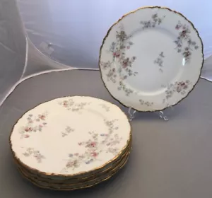 5 Limoges Frankreich Teller C. Ahrenfeldt 4923V rosa Rosen floral Goldrand 8,5" - Bild 1 von 7