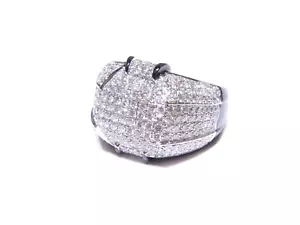 Mens 10k White Gold Black Rhodium 3.04ct White Diamond Prong Set Ring - Picture 1 of 6