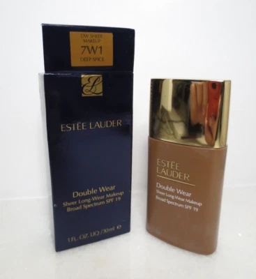 ESTEE LAUDER DOUBLE WEAR SHEER LONG-WEAR MAKEUP SPF19 #7W1 DEEP SPICE 1 OZ BOXED - Image 1 of 2